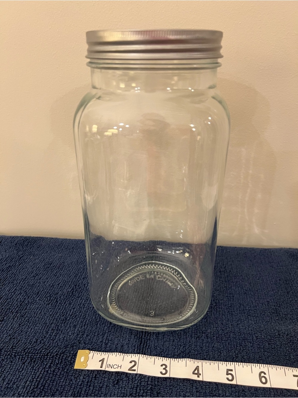 Huge Clear Glass Mason Jar with Silver Lid - NWOT